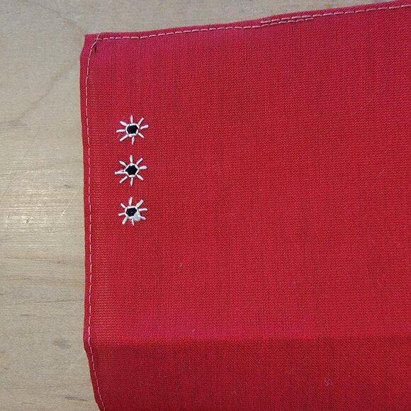 Pocket Square Or Handkerchief Red With Striped Trim And Flowers Cotton‎ 10" NWOT - Picture 2 of 4